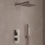 Delphi Edge Brushed Pewter Dual Concealed Shower Set with Fixed Head and Handset