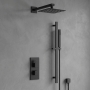 Delphi Edge Matt Black Dual Concealed Shower Set with Fixed Head and Slide Rail Kit