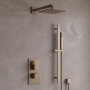 Delphi Edge Brushed Bronze Dual Concealed Shower Set with Fixed Head and Slide Rail Kit