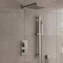 Delphi Edge Brushed Pewter Dual Concealed Shower Set with Fixed Head and Slide Rail Kit