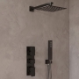 Delphi Edge Black Triple Concealed Shower Set with Fixed Head and Handset