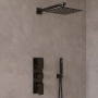 Delphi Edge Black Triple Concealed Shower Set with Fixed Head and Handset