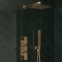 Delphi Edge Brushed Brass Triple Concealed Shower Set with Fixed Head and Handset