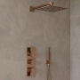 Delphi Edge Brushed Bronze Triple Concealed Shower Set with Fixed Head and Handset