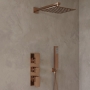 Delphi Edge Brushed Bronze Triple Concealed Shower Set with Fixed Head and Handset