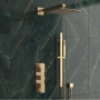 Delphi Edge Brushed Brass Triple Concealed Shower Set with Fixed Head and Slide Rail Kit