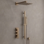 Delphi Edge Brushed Bronze Triple Concealed Shower Set with Fixed Head and Slide Rail Kit