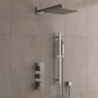 Delphi Edge Brushed Pewter Triple Concealed Shower Set with Fixed Head and Slide Rail Kit