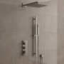 Delphi Edge Brushed Pewter Triple Concealed Shower Set with Fixed Head and Slide Rail Kit