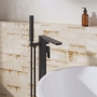 Delphi Edge Matt Black Freestanding Bath Shower Mixer Tap (inc Kit)