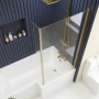 Delphi Elements Brushed Brass Hinged L-Shaped Shower Bath Screen 1430mm x 795mm