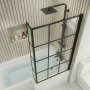 Delphi Elements Black Grid Hinged L-Shaped Shower Bath Screen 1430mm x 795mm