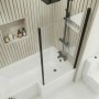 Delphi Elements Matt Black Hinged L-Shaped Shower Bath Screen 1430mm x 795mm
