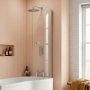 Delphi Elements Chrome Hinged P-Shaped Shower Bath Screen 1430mm x 715mm (inc Knob)