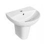 Delphi Fluid Basin and Semi Pedestal 450mm Wide - 1 Tap Hole