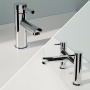 Delphi Fresh Chrome Basin Mixer and Bath Filler Tap Set (inc Press Top Waste)