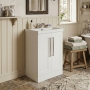 Delphi Grange Satin White 500mm 2-Door Floor Standing Vanity Unit with Basin