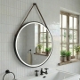 Delphi Halo Black LED Touch Sensor Round Bathroom Mirror 800mm x 800mm