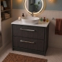 Delphi Lodge 800mm 2-Drawer Floor Standing White Marble Countertop Vanity Unit