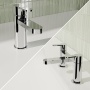 Delphi Loop Chrome Basin Mixer and Bath Filler Tap Set (inc Press Top Waste)