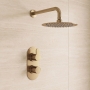 Delphi Loop Brushed Brass Dual Concealed Shower Set with Fixed Head