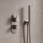 Delphi Loop Brushed Pewter Dual Concealed Shower Set with Handset and Bracket