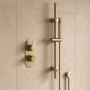 Delphi Loop Brushed Brass Dual Concealed Shower Set with Slide Rail Kit