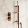 Delphi Loop Brushed Bronze Dual Concealed Shower Set with Slide Rail Kit