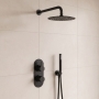 Delphi Loop Black Dual Concealed Shower Set with Fixed Head and Handset