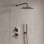 Delphi Loop Brushed Pewter Dual Concealed Shower Set with Fixed Head and Handset