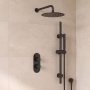 Delphi Loop Matt Black Dual Concealed Shower Set with Fixed Head and Slide Rail Kit