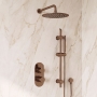 Delphi Loop Brushed Bronze Dual Concealed Shower Set with Fixed Head and Slide Rail Kit