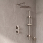 Delphi Loop Brushed Pewter Dual Concealed Shower Set with Fixed Head and Slide Rail Kit