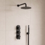 Delphi Loop Black Triple Concealed Shower Set with Fixed Head and Handset