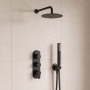 Delphi Loop Black Triple Concealed Shower Set with Fixed Head and Handset