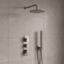 Delphi Loop Brushed Pewter Triple Concealed Shower Set with Fixed Head and Handset