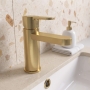 Delphi Loop Brushed Brass Mono Basin Mixer Tap (inc Press Top Waste)