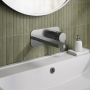 Delphi Loop Brushed Pewter 2-Hole Wall Mounted Basin Mixer Tap (inc Backplate)