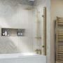Delphi Muse Fluted Brushed Brass Square Top Bath Screen 1520mm x 830mm - 8mm Glass