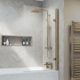 Delphi Muse Brushed Brass Square Top Bath Screen 1520mm x 830mm - 8mm Glass