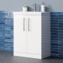 Delphi Nordic 600mm 2-Door Floor Standing Vanity Unit (inc Basin)