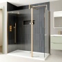 Delphi Optics Brushed Brass Walk-In Shower Enclosure with Return Panel