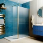 Delphi Optics Fluted Brushed Brass Wet Room Shower Screen with Return Panel