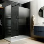 Delphi Optics Fluted Brushed Pewter Walk-In Shower Enclosure