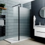Delphi Optics Fluted Matt Black Wet Room Shower Screen with Return Panel