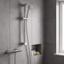Delphi Pennard Thermostatic Round Bar Mixer Shower with Shower Kit - Chrome