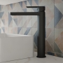 Delphi Port Matt Black High Rise Tall Mono Basin Mixer Tap