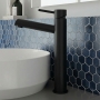 Delphi Quay Matt Black High Rise Tall Mono Basin Mixer Tap