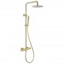Delphi Round Cool Touch Thermostatic Bar Mixer Shower with Shower Kit - Brushed Brass