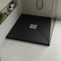 Delphi Sanctuary Black Slate Effect 33mm Square Shower Tray (inc Grille)